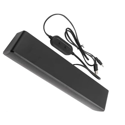 Computer Sound Bar, White PC Speakers White Soundbar Stereo USB Powered Mini Soundbar Speakers USB Wired Soundbar (Black) - color: Black