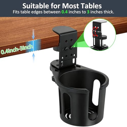 Desk Cup Holder Clamp, Rotatable Clip On Table Cup Holder | Water Bottle Stand Drink Coffee Mug Storage, Office Accessories for Home and School - color: Black-1