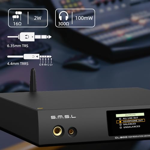 SMSL DL300 AK4499EX+AK4191 Audio Decoder Headphone Amplifier,4 Tones,6.35mm/4.4m Jack,DOP Display Accurately Determines Bitrate,XU-316,Supports DSD,MQA Full Decoder,MQA-CD,LDAC,Apt-X HD,TND+N -124dB