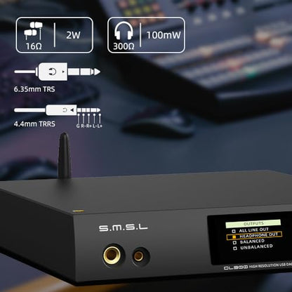 SMSL DL300 AK4499EX+AK4191 Audio Decoder Headphone Amplifier,4 Tones,6.35mm/4.4m Jack,DOP Display Accurately Determines Bitrate,XU-316,Supports DSD,MQA Full Decoder,MQA-CD,LDAC,Apt-X HD,TND+N -124dB