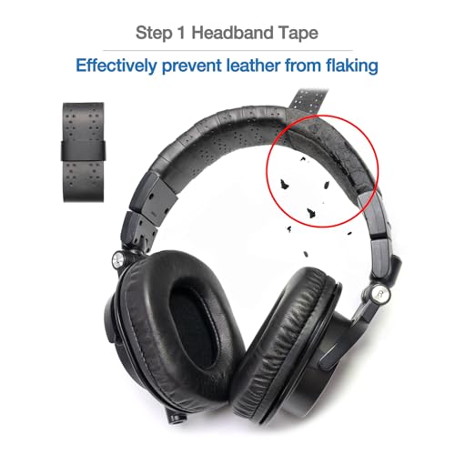 True Lambskin Ear Pads Pure Wool Headband Cushion Cover Kit Compatible with Audio Technica ATH M50X M50XBT M50RD M40X M30X M20X MSR7 SX1 Headphone (True Lambskin Kit)
