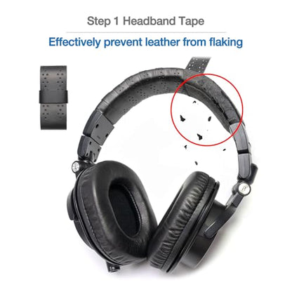 True Lambskin Ear Pads Pure Wool Headband Cushion Cover Kit Compatible with Audio Technica ATH M50X M50XBT M50RD M40X M30X M20X MSR7 SX1 Headphone (True Lambskin Kit)