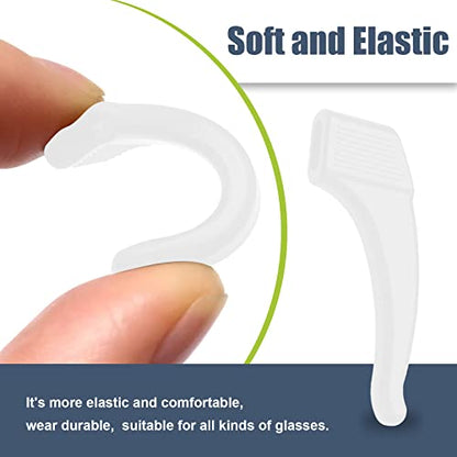 20 Pairs Anti-Slip Eyeglass Ear Grips Hook, Comfortable Silicone Elastic Eyeglasses Temple Tips Sleeve Retainer, Prevent Eyewear Sunglasses Spectacles Glasses Slipping (Clear) - color: Clear