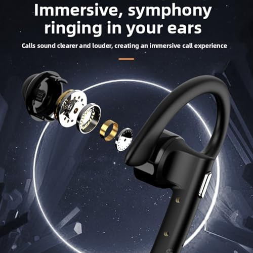 Single Ear Earpiece Comfortable Design, Wireless Bluetooth Headset 180 Rotatable Hook with Charging Case for Driver Office Phone PC