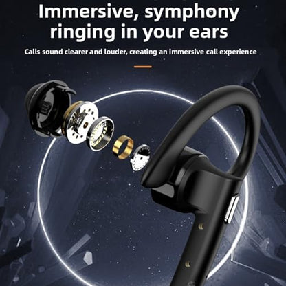 Single Ear Earpiece Comfortable Design, Wireless Bluetooth Headset 180 Rotatable Hook with Charging Case for Driver Office Phone PC