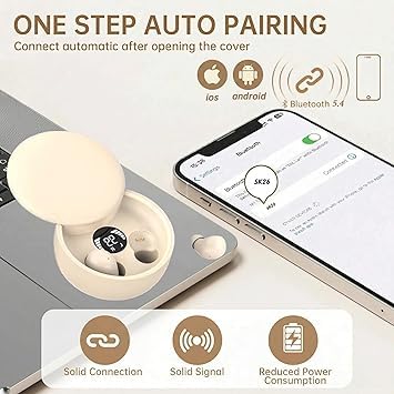 Invisible Sleep Earbuds, Mini Wireless Bluetooth Earbuds for Side Sleepers, Ultra-Light Ergonomic Design, Smart Touch Control, Auto Pairing, IPX5 Waterproof, Deep Bass Stereo Headphones（Skin） - color: Skin