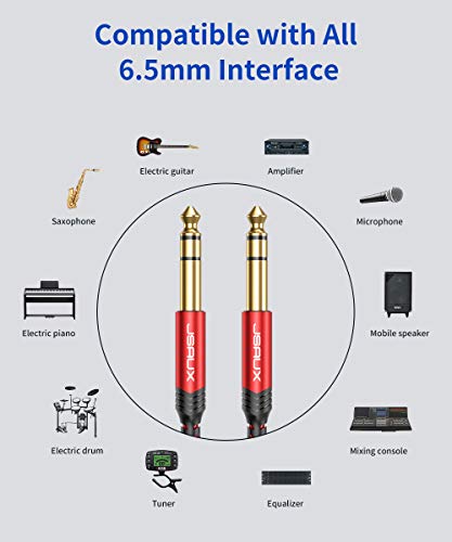JSAUX Guitar Cable 6.6ft+6.6ft for Electric Guitar/Mandolin/Bass-Red