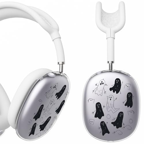 for AirPods Max Headphones Halloween Ear Covers for AirPods Max 2 | Cute Ghost Clear Ear Cups Cover | White Silicone Ear Pad Case Headband Cover for Apple AirPods Max 2/1 (2026/2024/2020) - color: Ghost F/White