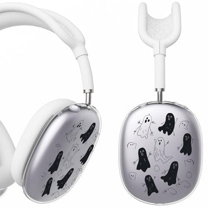 for AirPods Max Headphones Halloween Ear Covers for AirPods Max 2 | Cute Ghost Clear Ear Cups Cover | White Silicone Ear Pad Case Headband Cover for Apple AirPods Max 2/1 (2026/2024/2020) - color: Ghost F/White