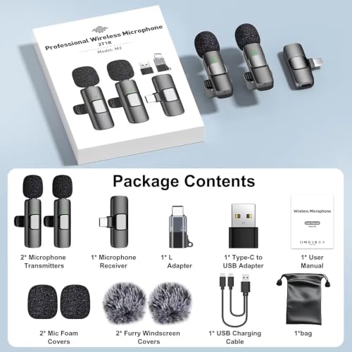 2026 PL9 Professional Wireless Lapel Lavalier Mic for USB-C Devices | iPhone/Android, 12-Hour Battery, 65ft Range, 1-Click Mute, Crisp Audio for TikTok, YouTube, Live Streaming, Recording