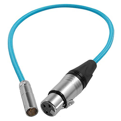 KONDOR BLUE | 16 Inch Mini XLR (TA3) 3-Pin Male to XLR Female Audio Cable | Braided On-Rig Mic Cable for Blackmagic Design Pocket Cinema Camera 4K 6K, for Canon EOS C70 | Blue - color: Blue