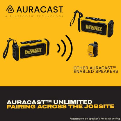 DEWALT Heavy Duty Magnetic ToughSound Pro Bluetooth Speaker – 22W | Jobsite Portable Speaker w/Built-in Magnets, IP67 Dust & Waterproof, 14H Runtime, Auracast Multi-Speaker Linking & EQ Modes