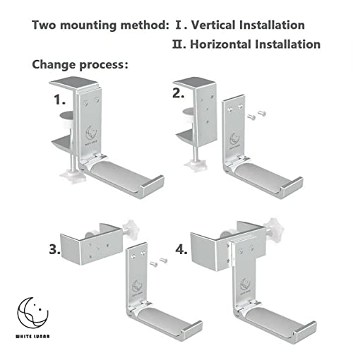 Under Desk Headphone Hanger, Foldable Aluminum Headset Hook for Clean Desk Setup, Space Saving Clamp Mount for Gaming & Home Office