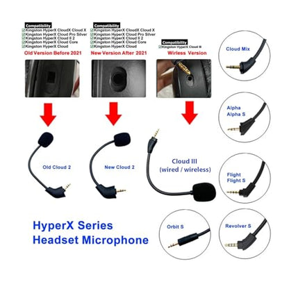 Hyperx Cloud 3 Mic Replacement, Wired/Wireless Gaming Headphone – Noise Cancelling Boom Microphone Gaming Consoles, PC, 3.5mm Jack (Not for Hyper X Cloud II and Other HyperX Headsets) - style: Mic Cloud III for HyperX Wired/Wireless