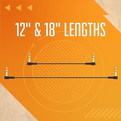 1/4" Stereo TRS Flat Patch Cables - 24" Ultra-Thin, Right Angle | Low Profile, Gold Plated, Braided Shielding, Maximize Pedalboard Space, Eliminate Noise, Connect Guitar Effects Pedals - size: 24 Inches (2 Ft)
