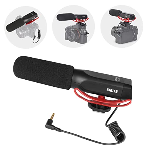 Meike MK-MP2 Camera Shotgun Microphone Uni-Directional Cardioid Condenser Photography Interview Video Mic Compatible with Sony Digital Camera Camcorder with Standard 3.5mm Port