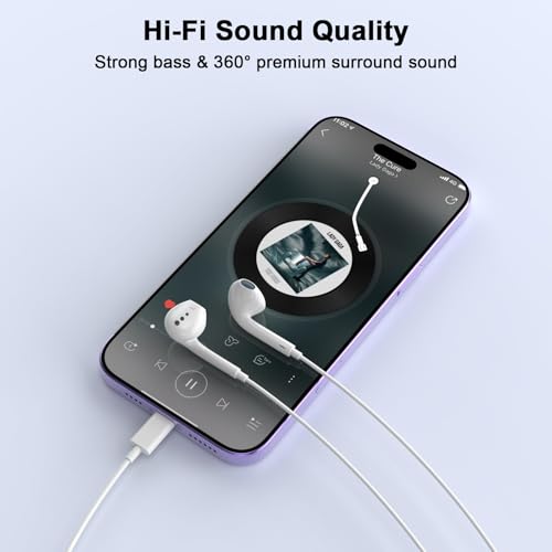 2 Pack [Apple MFi Certified] Wired Headphones for iPhone 14 13 12 Pro Max | for iPhone Earbuds with Built-in Microphone & Volume Control Nosie Reduction Earphones for iPhone 14 13 12 11 Pro Max XS XR X - color: LWhite