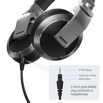 4 Pole Audio DJ Headphone Cable Cord, Replacement Audio Cable Extended Coiled Spring DJ X7 Wire Compatible with Pioneer HDJ X7, HDJ X5, HDJ Cue1, HDJ S7, and HDJ Cx Headphones