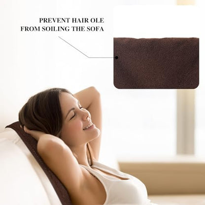 Frienda 2 Pieces Recliner Headrest Covers Sofa Headrest Protector for Recliner Chair Couch Furniture Non Slip for Living Room(Coffee) - color: Coffee