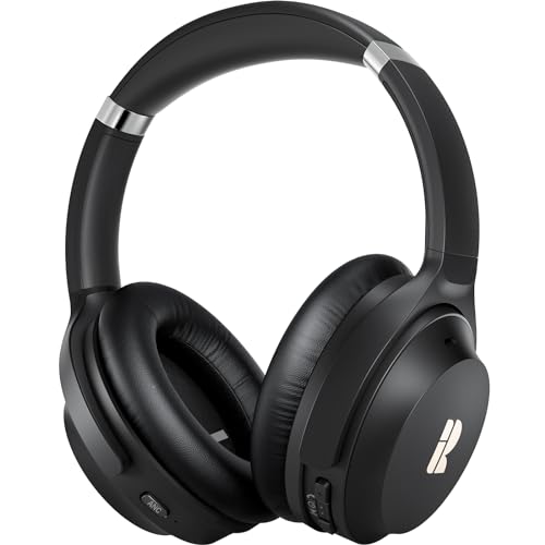 Bluetooth Headphones, Premium Active Noise Cancelling Wireless Headphones Over Ear, 50H Playtime, Hi-Res Audio, Deep Bass, Memory Foam Ear Cups for Travel, Home Office | Hi-Res, cVc 8.0 Noise Canceling Mics, ANC, Deep Bass, 3.5mm Cable, Foldable Carry Cas
