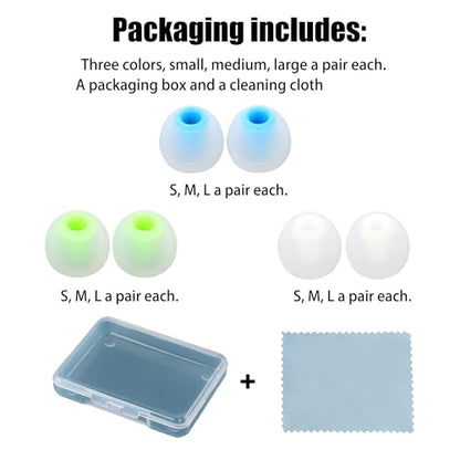 Silicone Replacement Earbud Tips - Fit Most In-Ear Earbuds (Inner Hole 3.8mm - 5.1mm) - 9 Pairs S M L - color: multicolour/08