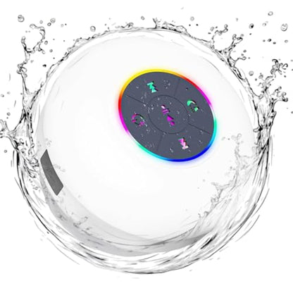 Bluetooth Shower Speaker with LED – Portable Wireless Mini Speaker with Mic & Suction Cup, IPX4 Water Resistant for Shower, Travel, Pool, River Floating, and Outdoor Fun (White) - color: White