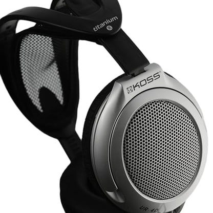 Koss UR40 Collapsible Over-Ear Headphones, Silver, Retro Style, Wired Plug