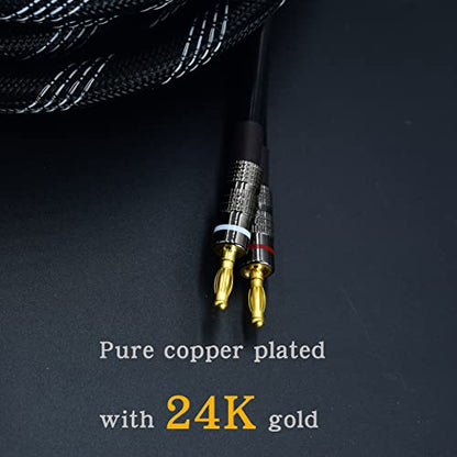 Arklove 2pack 10ft 12awg Premium Heavy Duty Braided Wire Dual Banana to Banana Gold Plated Plug Speaker Cable OFC Oxygen-Free Copper - size: 10ft