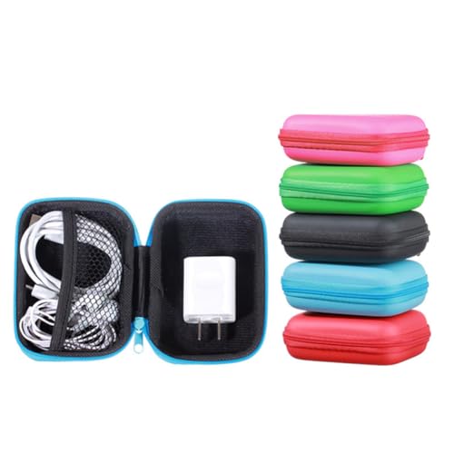 2 Pcs EVA Headphone Storage Case with Smooth Zipper and Mesh Pockets