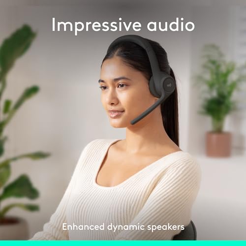 Logitech Zone 301 Wireless Bluetooth Headset - Graphite | Noise-canceling microphone, compatible with Windows, Mac, Chrome, Linux, iOS, iPadOS, Android - color: Graphite
