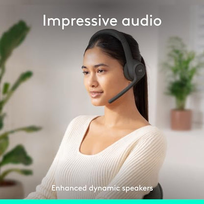 Logitech Zone 301 Wireless Bluetooth Headset - Graphite | Noise-canceling microphone, compatible with Windows, Mac, Chrome, Linux, iOS, iPadOS, Android - color: Graphite