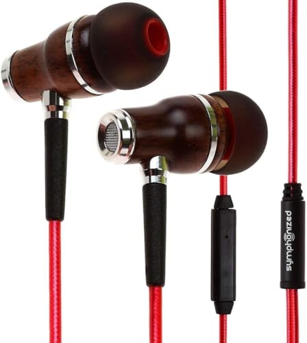 Symphonized Wired Earbuds with Microphone – Noise Isolation Ear Buds with Mic, in Ear Headphones Wire for Computer & Phone, Earphones 3.5 mm Jack - color: Nylon Red, style: Aux 3.5mm