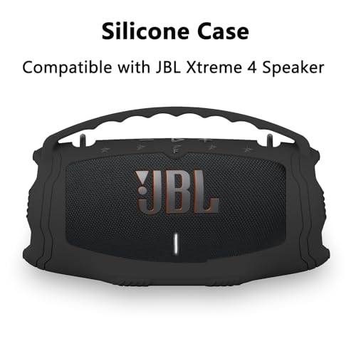 Silicone Cover Case for JBL Xtreme 4 Portable Bluetooth Speaker | Soft Skin Sleeve for JBL Xtreme 4 Protective Carrying Case with Handle, Shockproof and Anti-Scratch Cover (Black) - color: Back