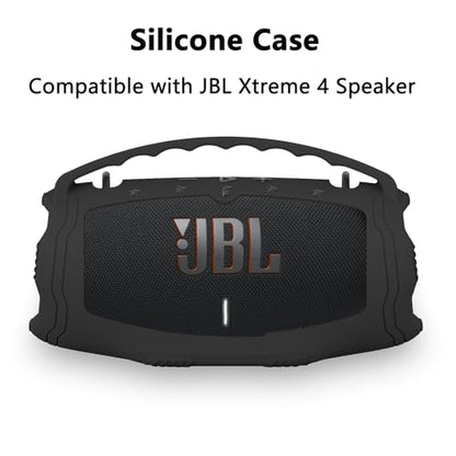 Silicone Cover Case for JBL Xtreme 4 Portable Bluetooth Speaker | Soft Skin Sleeve for JBL Xtreme 4 Protective Carrying Case with Handle, Shockproof and Anti-Scratch Cover (Black) - color: Back