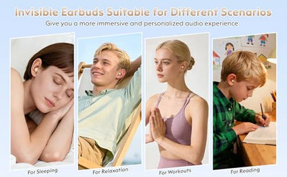 Invisible Mini Sleep Earbuds Bluetooth Wireless for Side Sleeper Small Ears - color: Beige