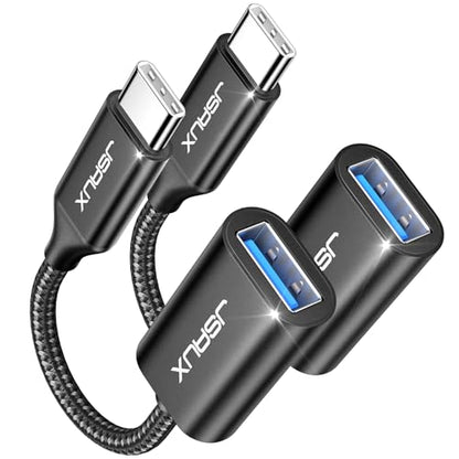 JSAUX USB C to USB 3.0 Adapter [2 Pack], USB C Male to USB Female OTG Cable Adapter Compatible with MacBook Pro/Air, iPhone 17 Pro Max/iPhone Air/16e/16/15 Series, Samsung Galaxy S25/S24/S23-Black - color: Black