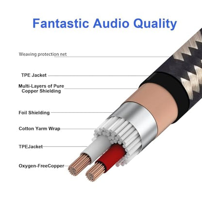 XLR Cable 25ft 4 Packs - Premium Balanced Microphone Cable with 3-Pin XLR Male to Female Mic Speaker Cable, Black and White Grid Layer, Pure Copper and Plated Conductors - color: Black White Grid, size: 25 FT, 4Packs