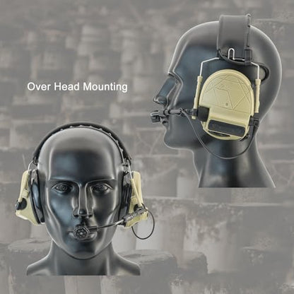 Tactical Headset Hearing Protection Sound Pickup Earmuff +U94 PTT+Detachable 7.0mm Cable for Airsoft Sports-HC5PRO(Tan) - color: Tan