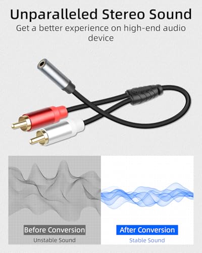 GELRHONR 3.5mm to 2 RCA Audio Cable 1FT, Short 1/8 Aux Female to 2RCA Male Adapter Cable for Smartphone, Tablet, MP3, HDTV and More, 2Pack (3.5mm F to RCA M) - color: 3.5mm F to RCA M