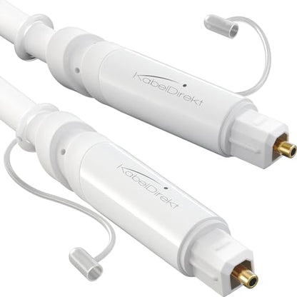 KabelDirekt – TOSLINK Cable – 5ft, White – Soundbar | Digital S/PDIF cable, stereo systems/amplifiers, home cinema, Xbox One/PS4 - color: White, size: 5ft