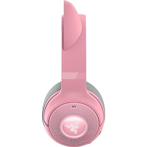 Razer Kraken Kitty V2 BT Wireless RGB Headset, Pink | Chroma RGB Kitty Ears & Earcups, Bluetooth 5.2, 40 mm Drivers, Noise-cancelling Mics, Lightweight, USB-C, 40 Hr Battery - color: Quartz Pink