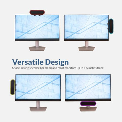 Cyber Acoustics USB Speaker Bar with LED Lights (CA-2890GX) – USB Powered Speaker Bar for PC and Mac, Dynamic LED Lights Sync to Music, Clamps to Monitors up to 1.5 Inches, Great for Music and Gaming - style: USB & LED