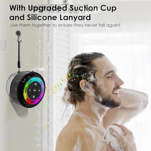 XLeader Pro Bluetooth Shower Speaker (Upgraded) Certified IPX7 Waterproof, 8W Crystal Sound&Rich Bass, 15H Playtime, with RGB Lights, Suction Cup, Silicone Lanyard, Ideal Gifts, SoundAngel Mate(2 Gen) - color: Line Light