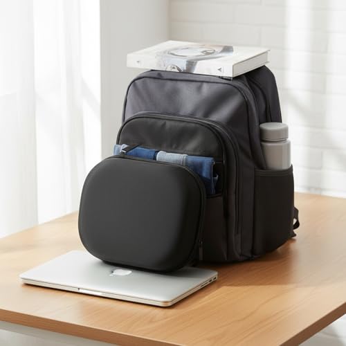 Hard Shell Headphone Case for Over-Ear Headphones, Rigid EVA Travel Storage Pouch with Zipper, Black