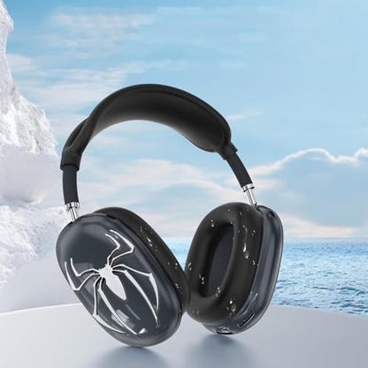 Case Cover for AirPods Max Headphones,Clear Soft Ear Cups Cover Accessories for AirPods Max 2/1 (2026/2024/2020) (Black Case+White Spider) - color: Black Case+White Spider