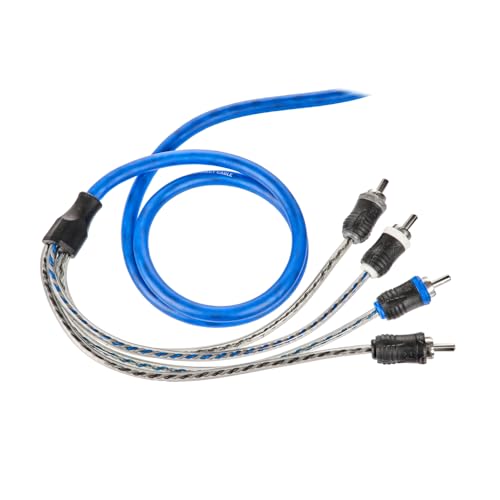 NVX 5 Meters 4-Channel V-Series Car Audio RCA Interconnect Cable - 16.40 feet [XIV45] | Oxygen Free Copper Twisted Pair V-Series with Shielded Noise Reduction and Split-tip Silver-Plated ends - size: 4 Channel-16 ft.