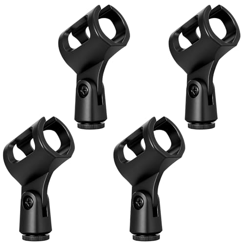 4Pcs Microphone Clip Mic Holder Adjustable Angle Flexible Rubber Handheld Wireless Mic Holders Clamp for Handheld Microphones(Inner Diameter Range 30-50mm)
