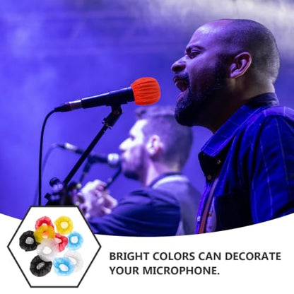 ABOOFAN 100pcs Disposable Microphone Covers Bulk, Non-woven Fabric Mic Shield Rubber Band, Versatile and Practical Microphone Caps for Live Performances and Recording Studios