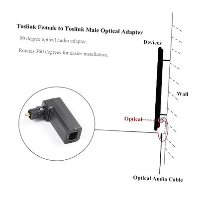 5pcs Optical Audio Cable Adapter Fiber Coupler Right Angle Female Adapter Audio Adaptor for Device Interface