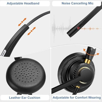 Arama USB Headset with Microphone for PC, Noise Cancelling & Audio Controls Ultra Comfort USB Headphone for Computer Laptop Pc Business Skype UC Webinar Call Center Office - color: Monaural-USB A